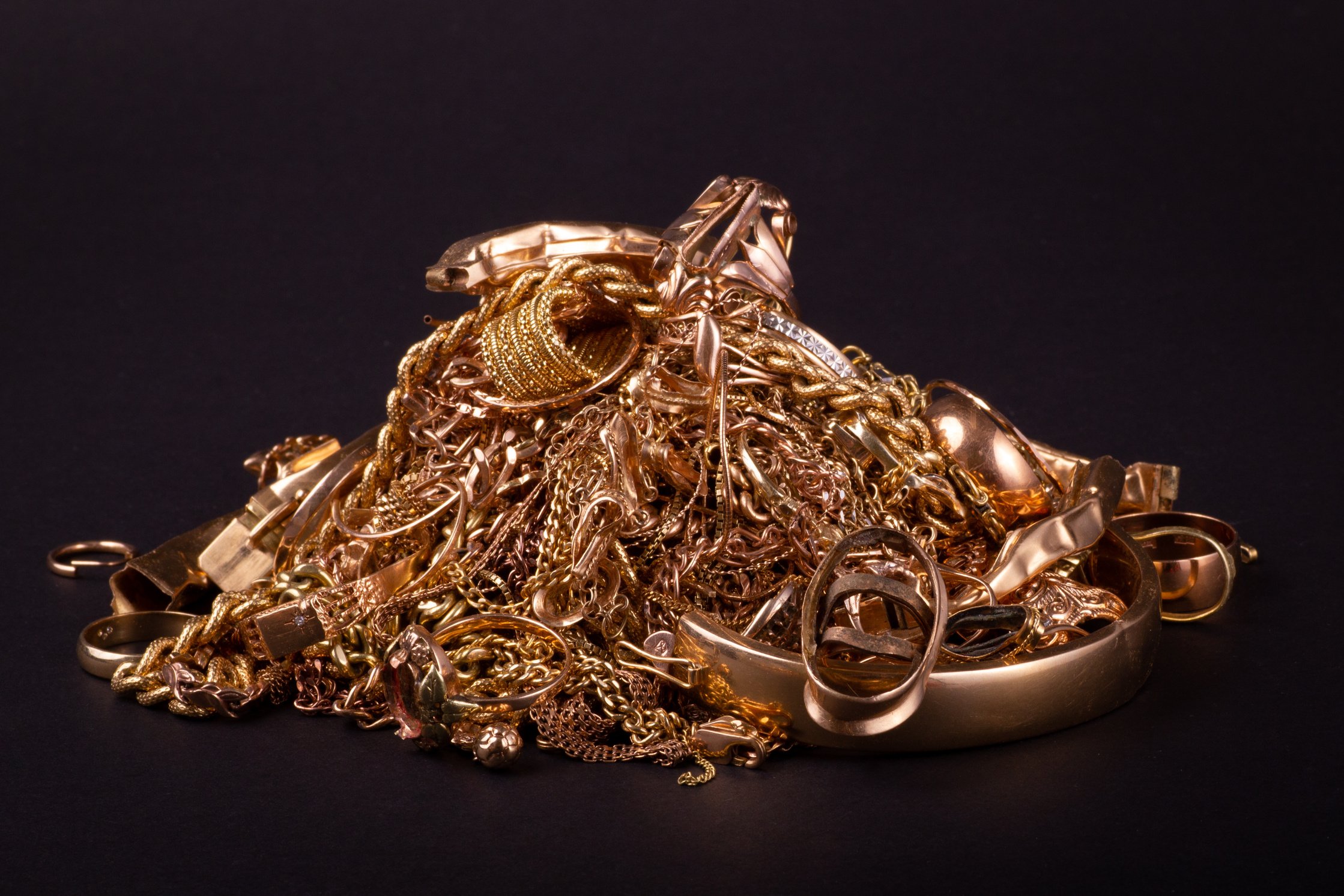 Pile of scrap gold jewelry