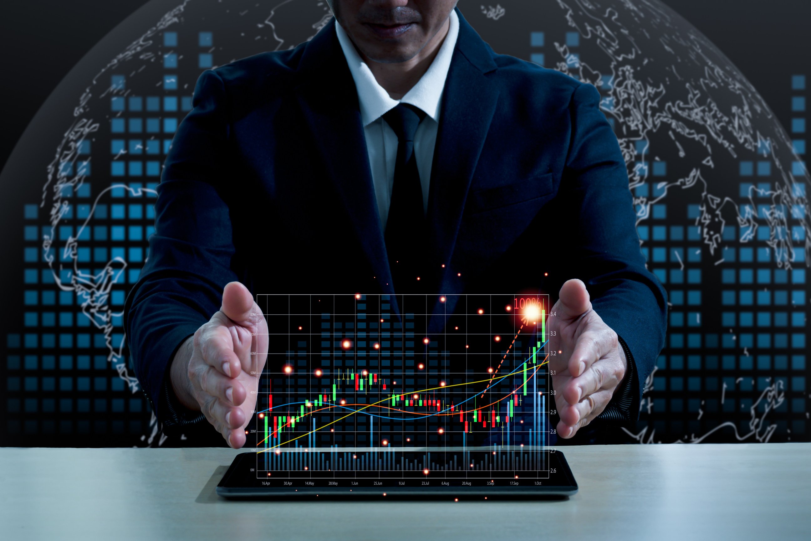 Businessman with Digital Chart 